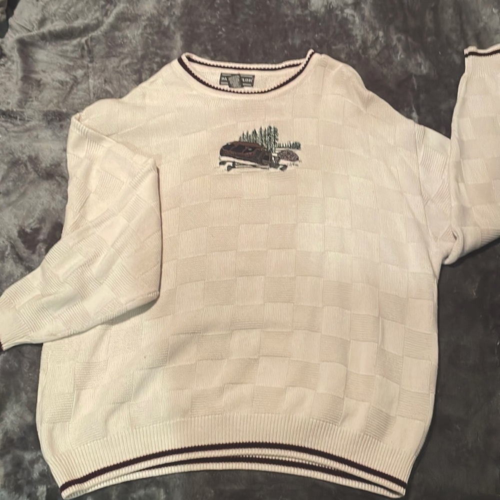 Vintage whitewashed tan sweater- XL